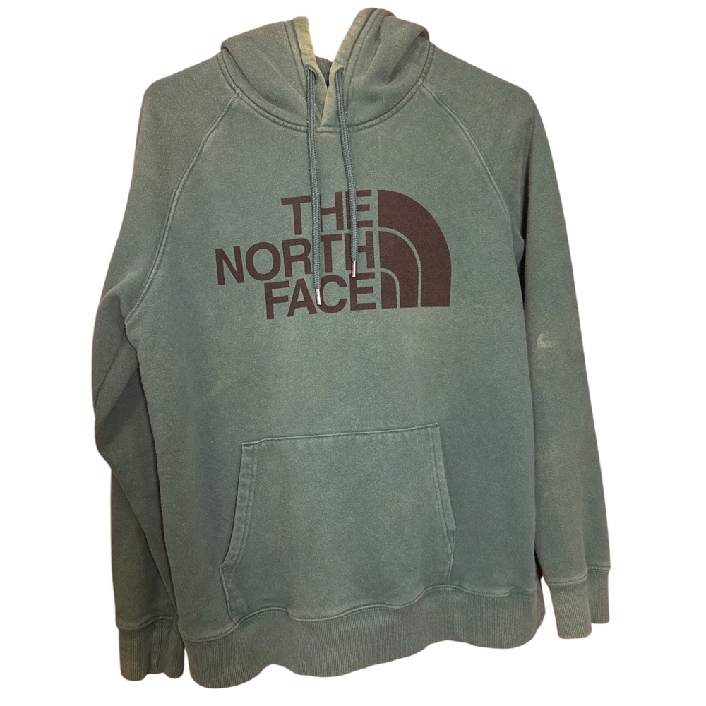 The North Face Women's Hoodie M Teal Green Pullover Logo Fleece Sweatshirt